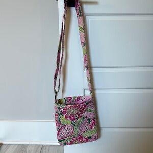 Vibrant Pink and Green Patterned Crossbody Bag